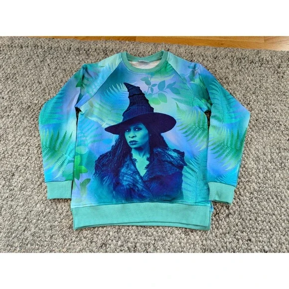 Bums and Roses x Wicked Elphaba Witch Sweatshirt Top Bamboo Viscose Girls 7/8 - Picture 2 of 8